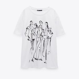 Zara Contrasting Silhouette T-Shirt Size L
